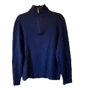 J.Crew Lambswool 1/4 Zip Casual Blue Sweater Men Sz M Stretch Pullover Navy Blue